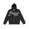 Letters Rhinestone Loose Zipper Hoodies