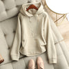 Drawstring Loose Plain Hoodie